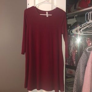 burgundy quarter sleeve dress